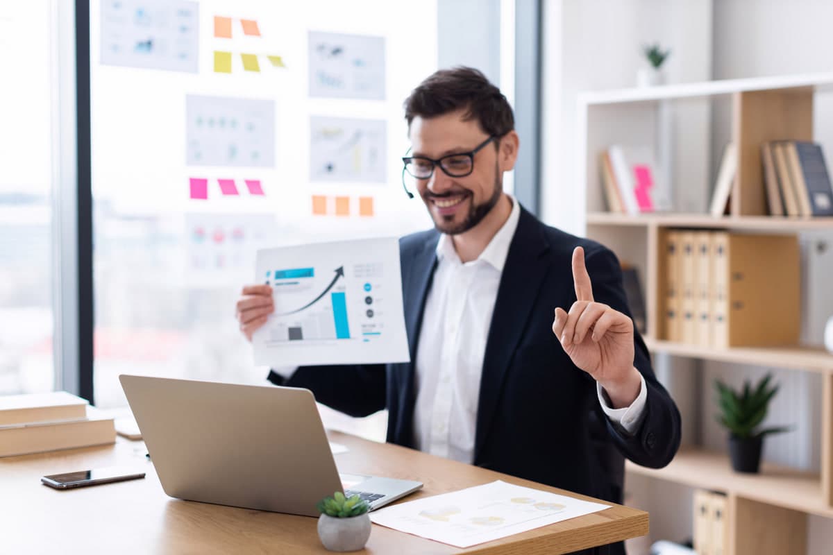 Procurement professional presenting performance charts