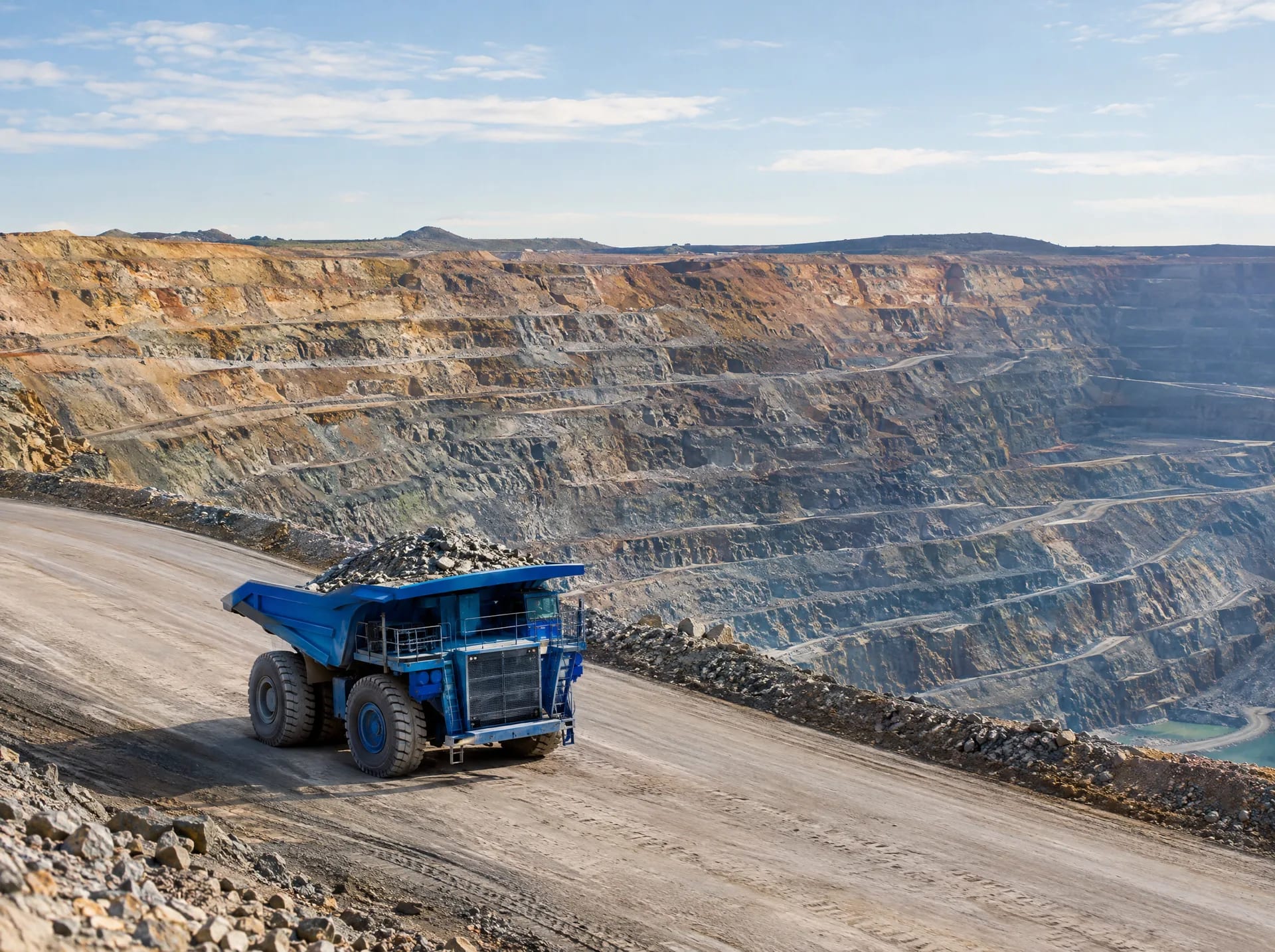Haul truck climbing out of an open-pit mine
