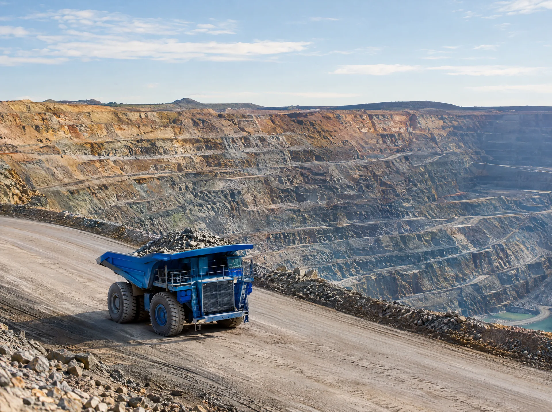 Haul truck climbing out of an open-pit mine
